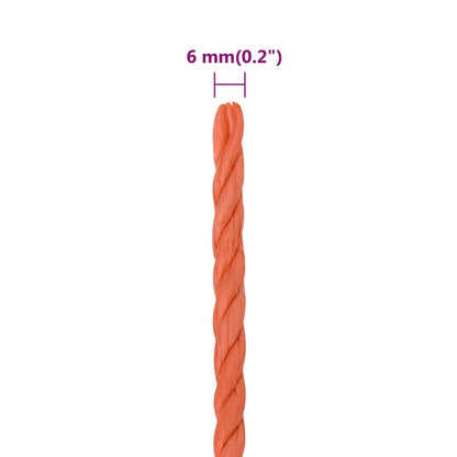 Pracovní Lano Oranžové 6 Mm 100 M Polypropylen
