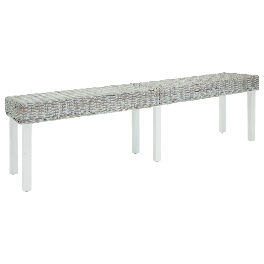 Lavice Bílá 160X35X45Cm Přírodní Kubu Ratan A Masivní Mahagon