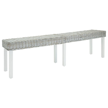 Lavice Bílá 160X35X45Cm Přírodní Kubu Ratan A Masivní Mahagon