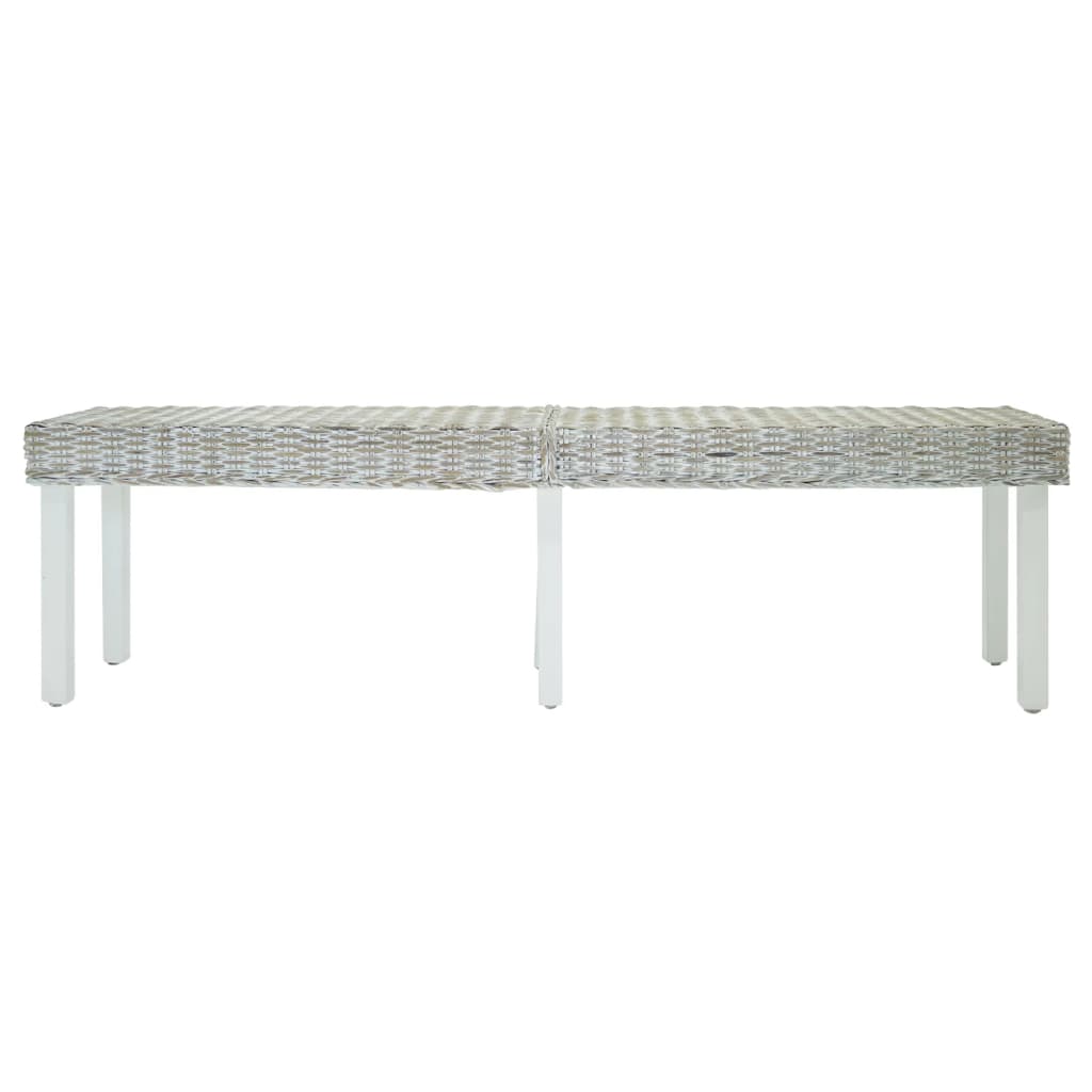 Lavice Bílá 160X35X45Cm Přírodní Kubu Ratan A Masivní Mahagon