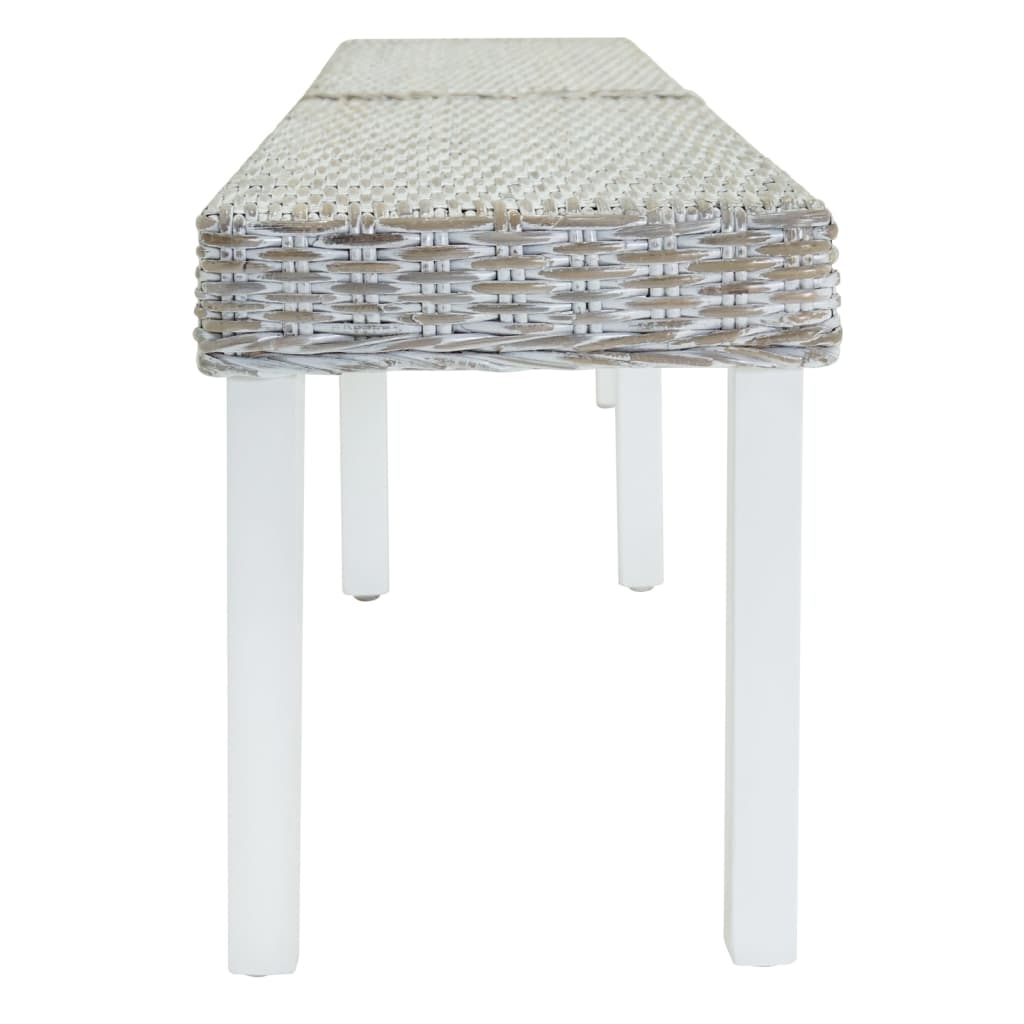 Lavice Bílá 160X35X45Cm Přírodní Kubu Ratan A Masivní Mahagon