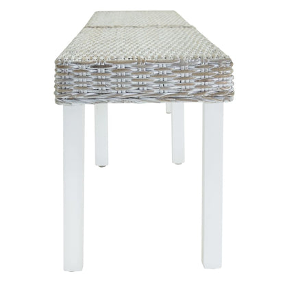 Lavice Bílá 160X35X45Cm Přírodní Kubu Ratan A Masivní Mahagon