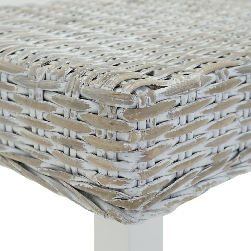 Lavice Bílá 160X35X45Cm Přírodní Kubu Ratan A Masivní Mahagon