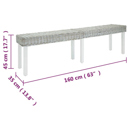 Lavice Bílá 160X35X45Cm Přírodní Kubu Ratan A Masivní Mahagon