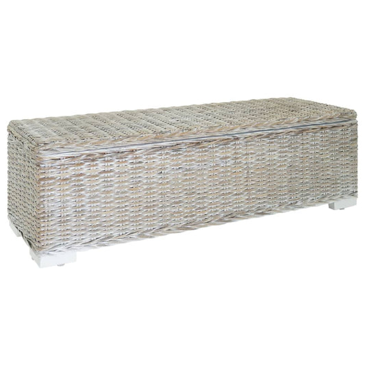 Úložný Box Bílý 110 Cm Přírodní Kubu Ratan A Masivní Mahagon