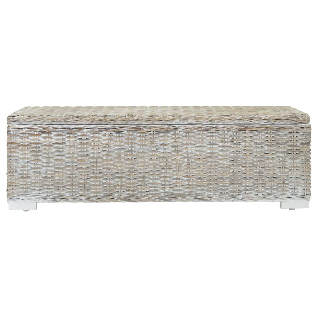 Úložný Box Bílý 110 Cm Přírodní Kubu Ratan A Masivní Mahagon