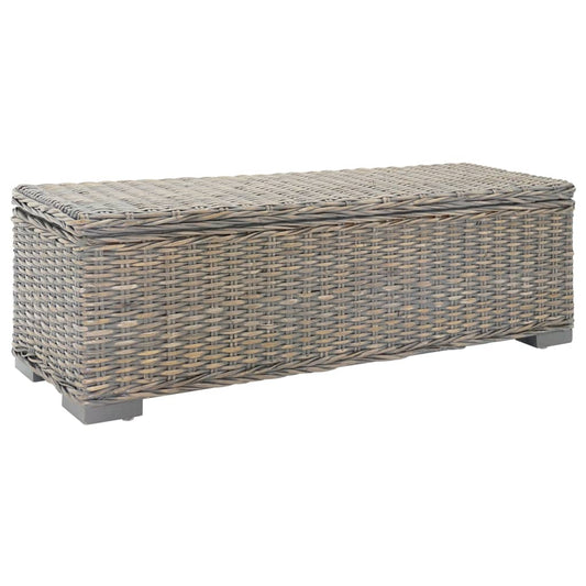 Úložný Box Šedý 110 Cm Přírodní Kubu Ratan A Masivní Mahagon