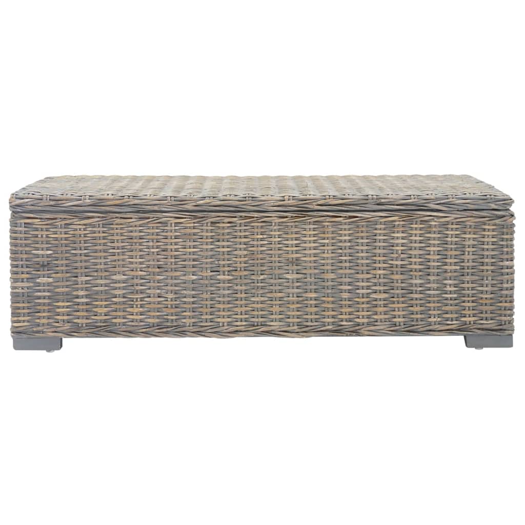 Úložný Box Šedý 110 Cm Přírodní Kubu Ratan A Masivní Mahagon