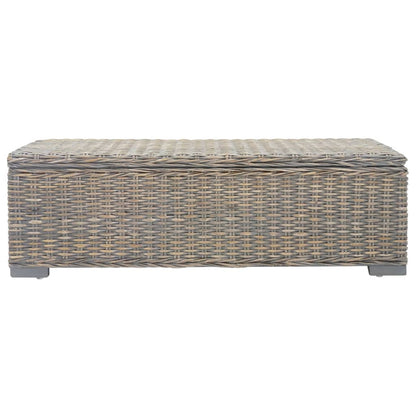 Úložný Box Šedý 110 Cm Přírodní Kubu Ratan A Masivní Mahagon