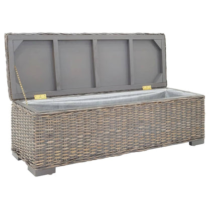 Úložný Box Šedý 110 Cm Přírodní Kubu Ratan A Masivní Mahagon