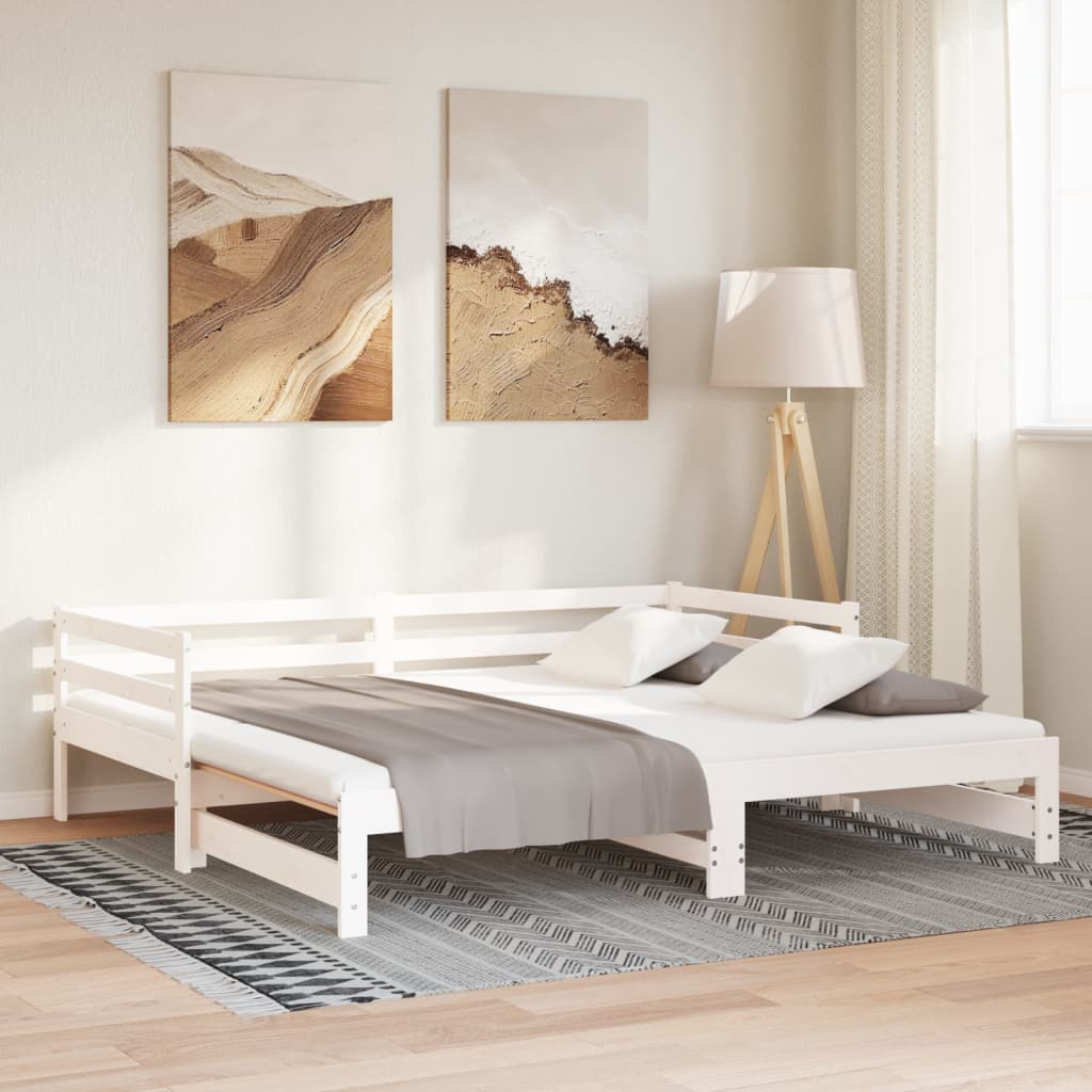 Rozkládací Denní Postel Bez Matrace Bílá 90X190 Cm