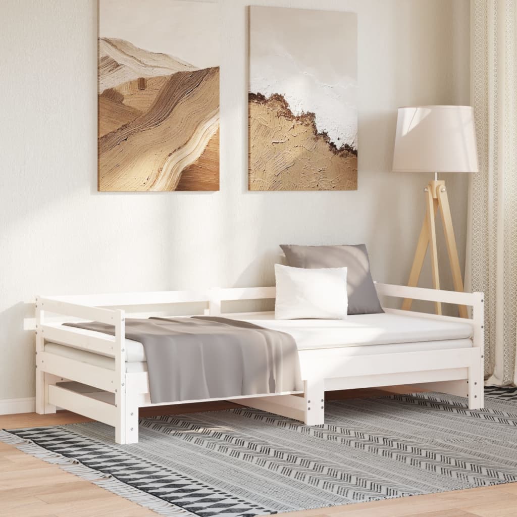 Rozkládací Denní Postel Bez Matrace Bílá 90X190 Cm