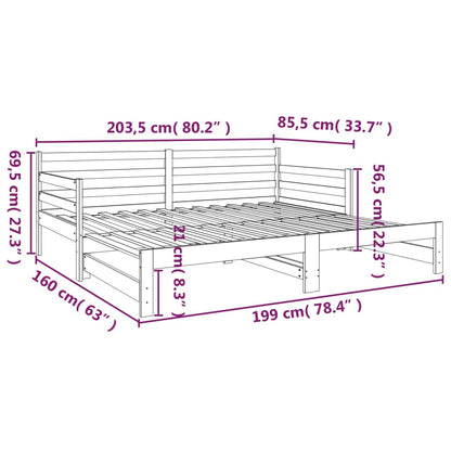 Výsuvná Postel 2X (80 X 200) Cm Masivní Borové Dřevo