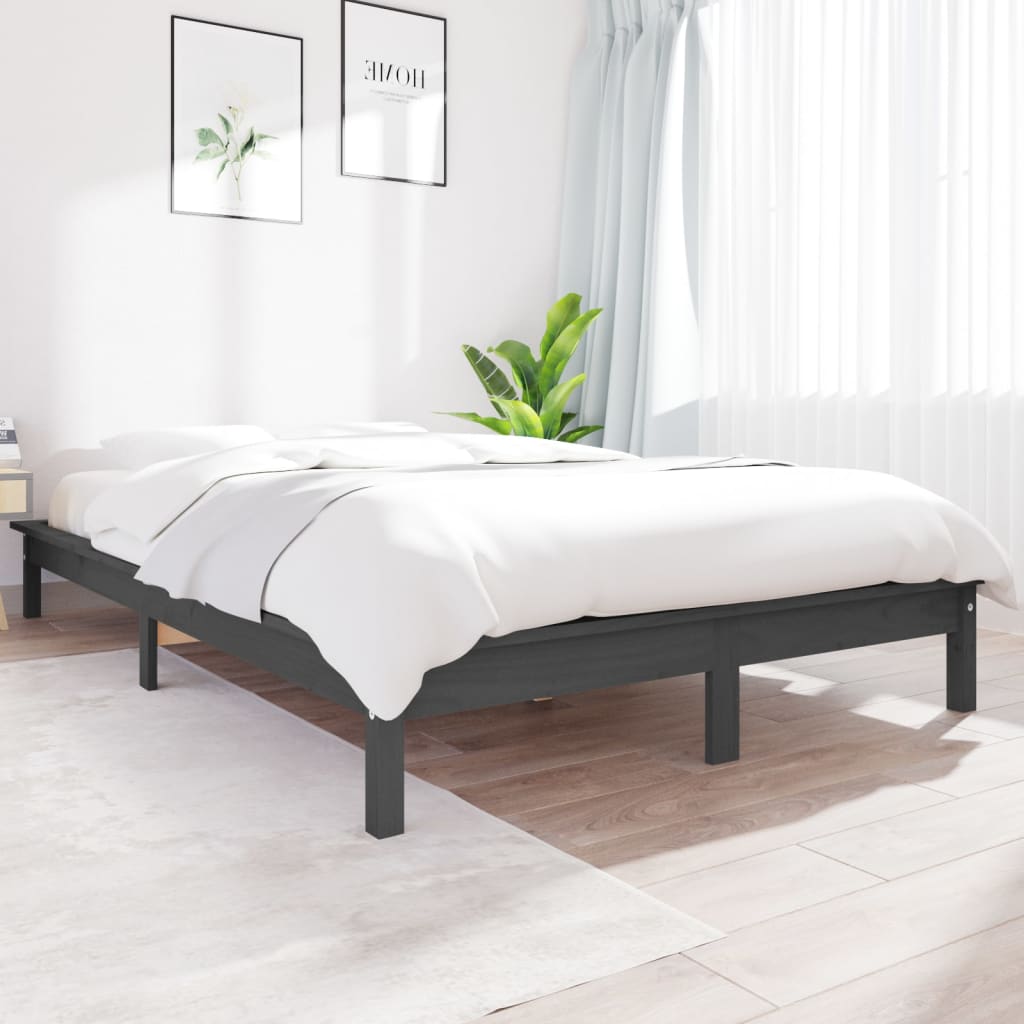 Rám Postele Šedý 150 X 200 Cm Masivní Borovice King Size