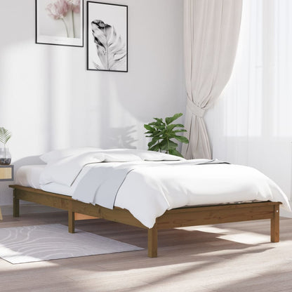 Rám Postele Medově Hnědý 90 X 190 Cm Masivní Borovice Single