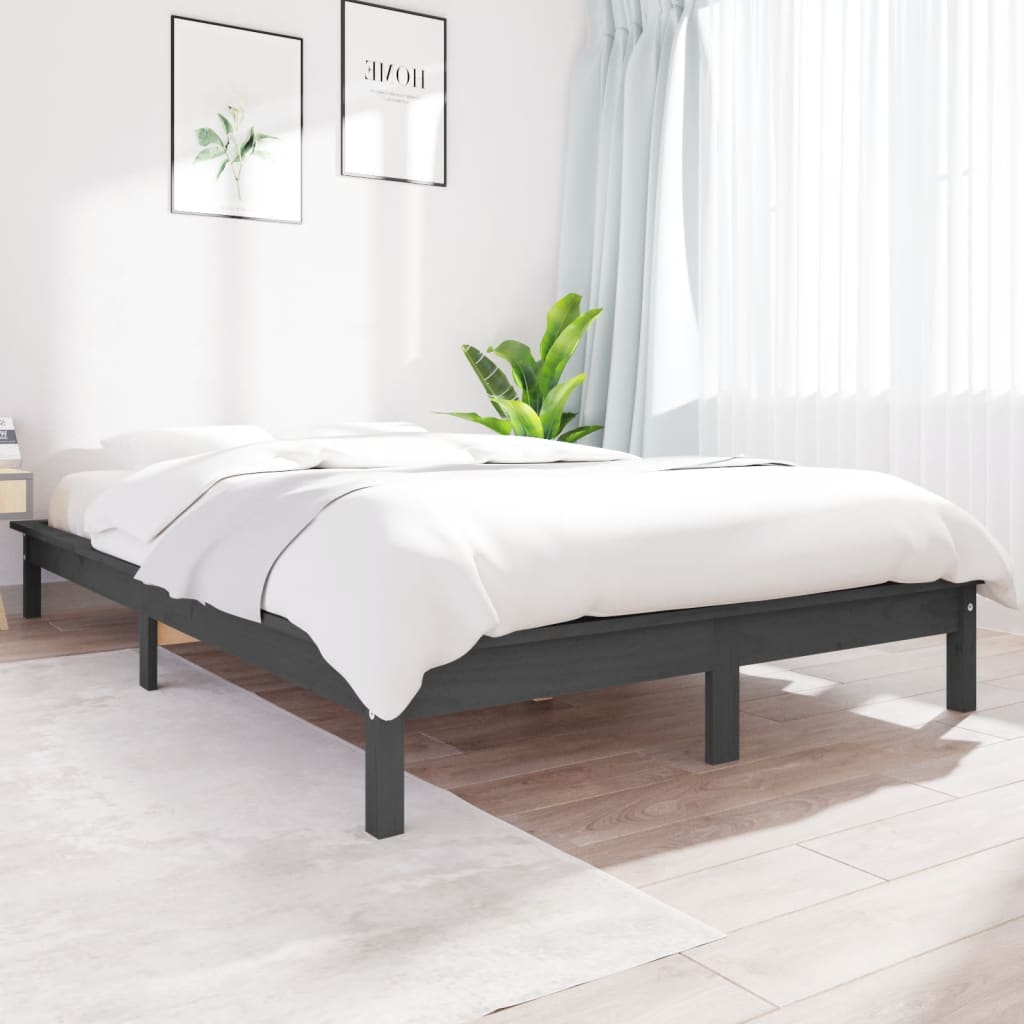 Rám Postele Šedý 120 X 190 Cm Masivní Borovice Small Double