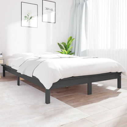 Rám Postele Šedý 140 X 190 Cm Masivní Borovice