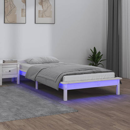Rám Postele S Led Černý Small Single Masivní Dřevo