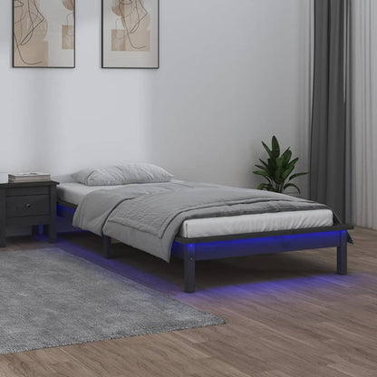 Rám Postele S Led Černý Small Single Masivní Dřevo