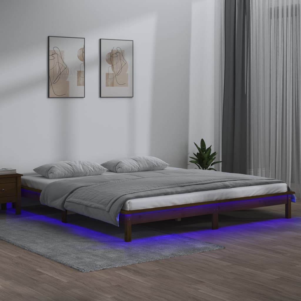 Rám Postele S Led Černý Small Single Masivní Dřevo