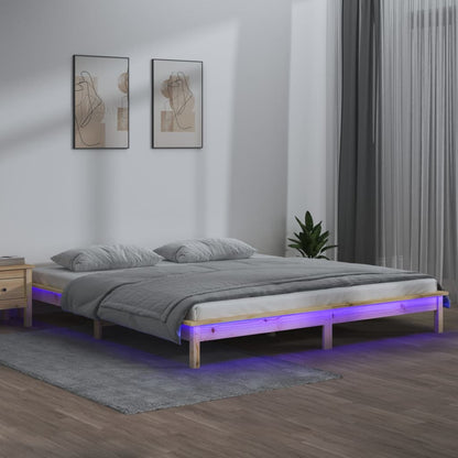 Rám Postele S Led Černý Small Single Masivní Dřevo