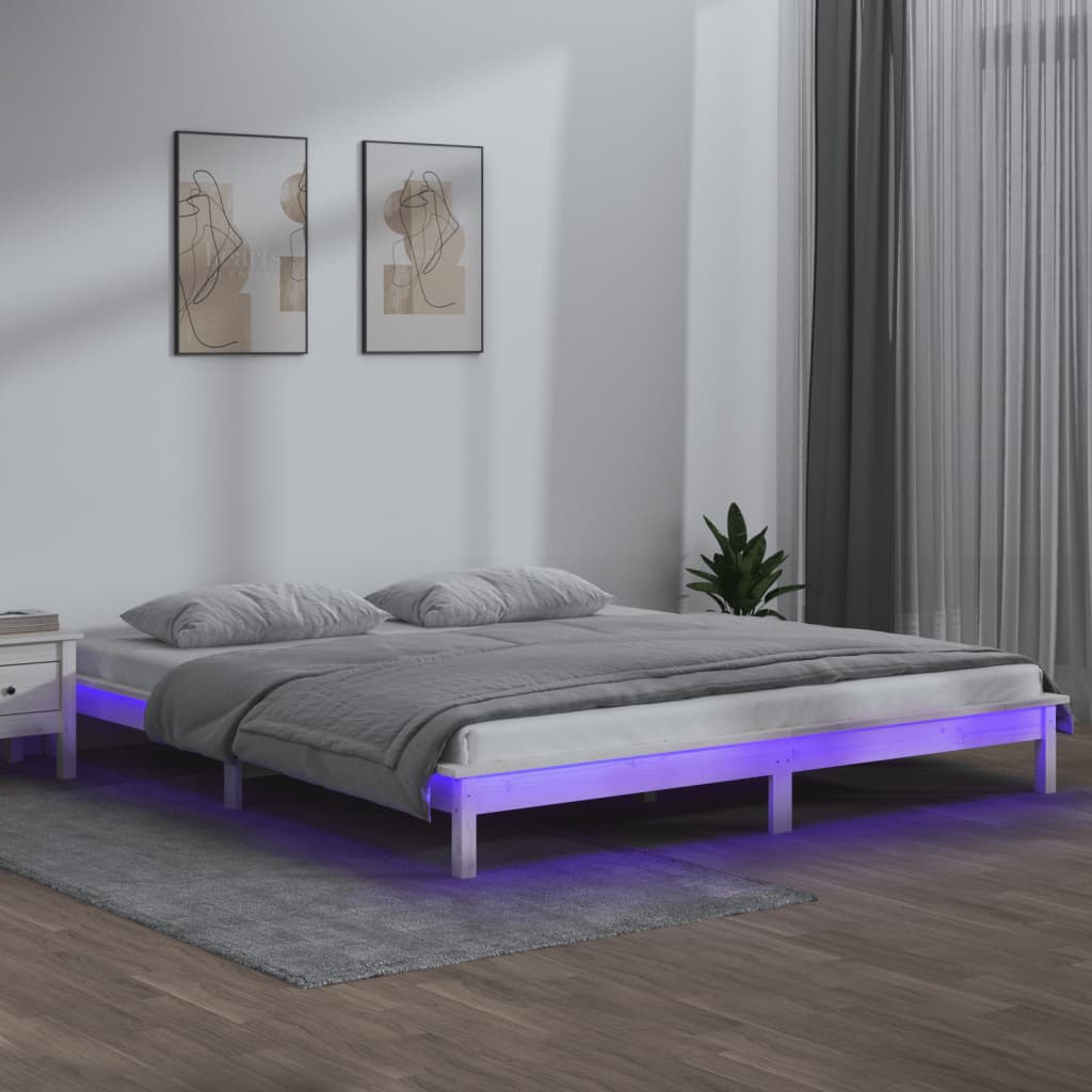 Rám Postele S Led Černý Small Single Masivní Dřevo
