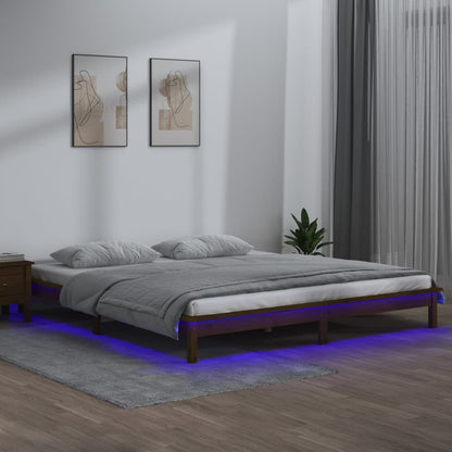 Rám Postele S Led Černý Small Single Masivní Dřevo