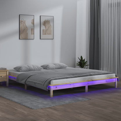 Rám Postele S Led Černý Small Single Masivní Dřevo