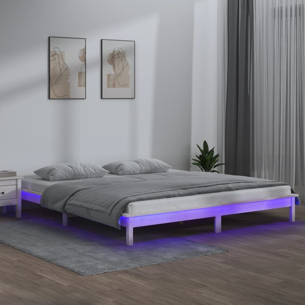 Rám Postele S Led Černý Small Single Masivní Dřevo
