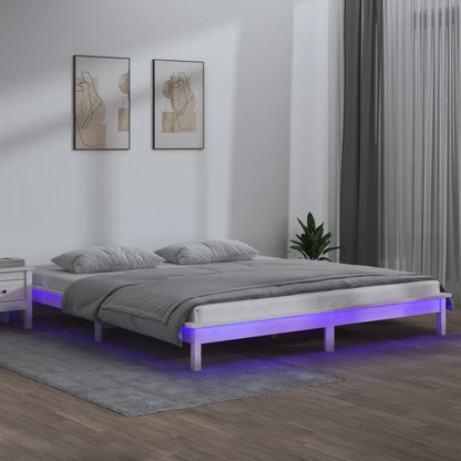 Rám Postele S Led Černý Small Single Masivní Dřevo