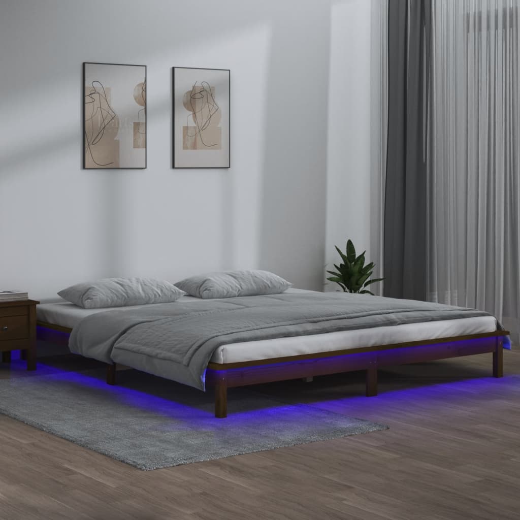 Rám Postele S Led Černý Small Single Masivní Dřevo