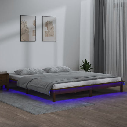 Rám Postele S Led Černý Small Single Masivní Dřevo