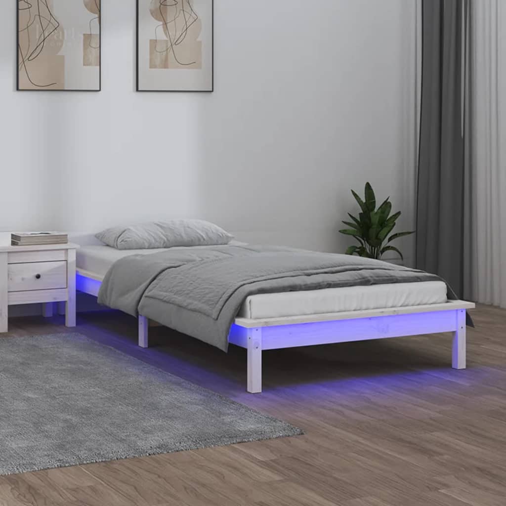 Rám Postele S Led Černý Small Single Masivní Dřevo