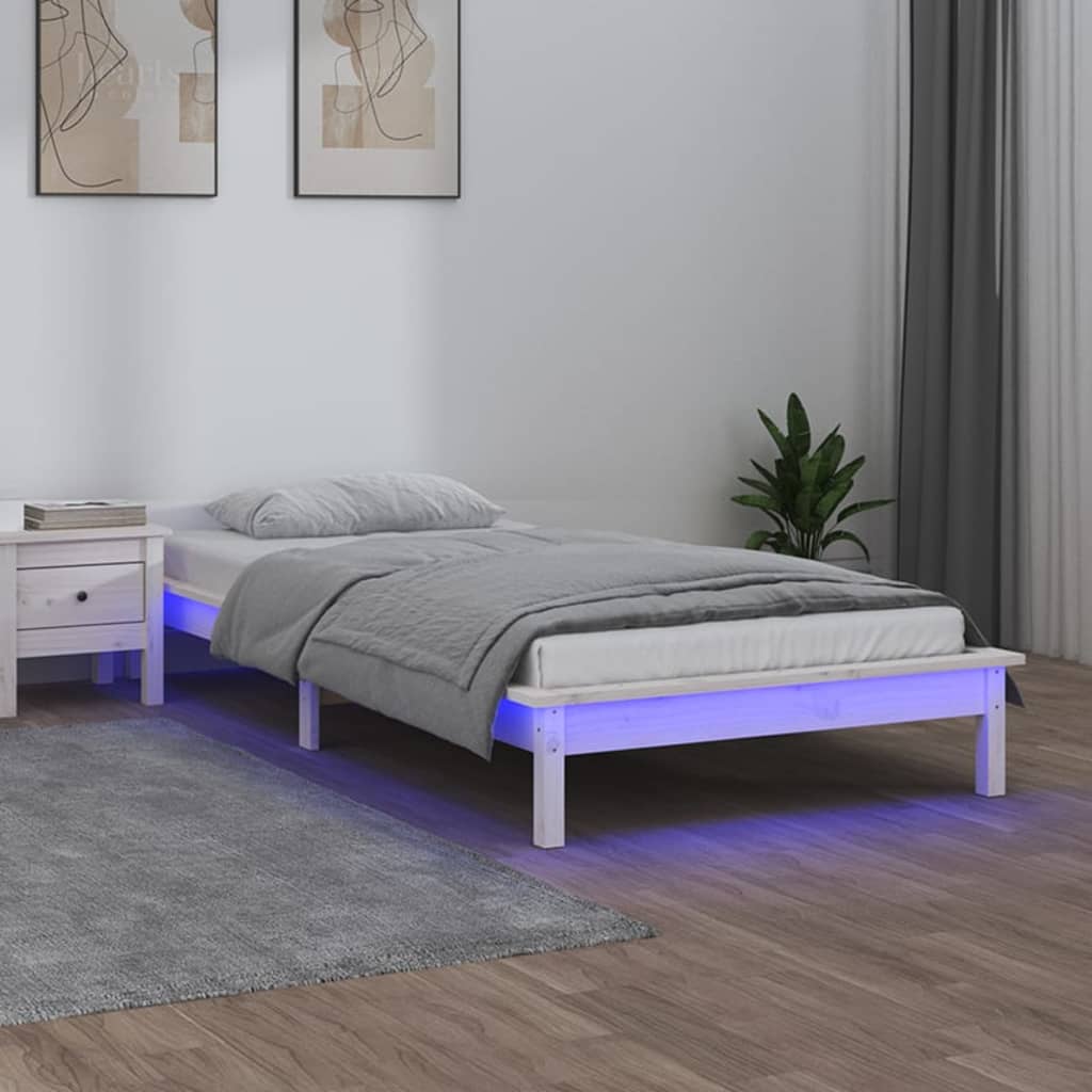 Rám Postele S Led Černý Small Single Masivní Dřevo