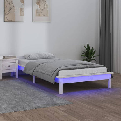 Rám Postele S Led Černý Small Single Masivní Dřevo