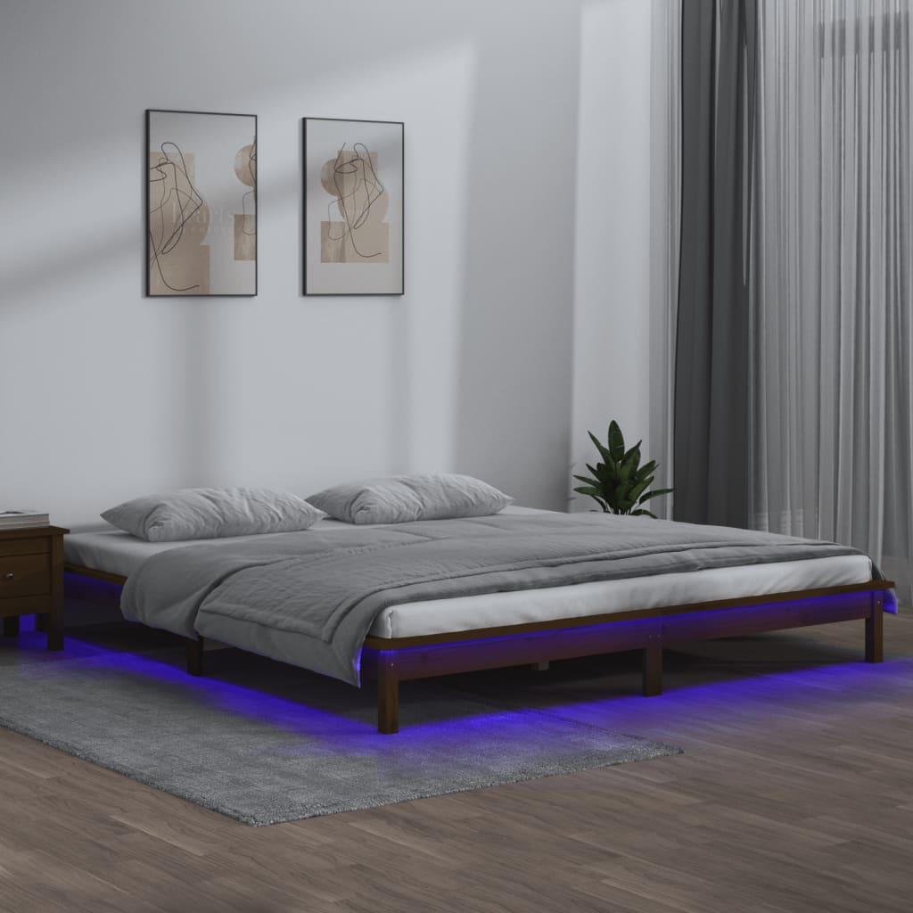 Rám Postele S Led Černý Small Single Masivní Dřevo