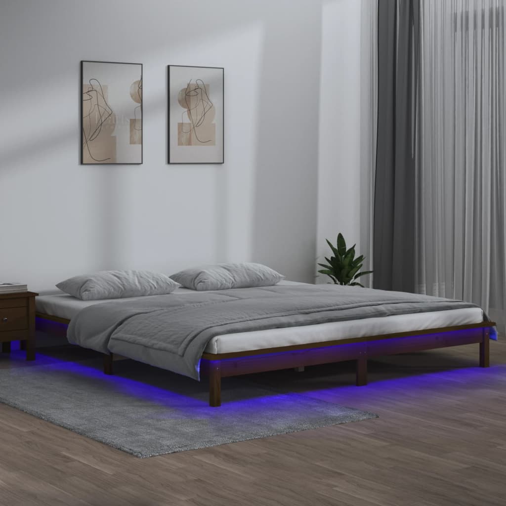 Rám Postele S Led Černý Small Single Masivní Dřevo
