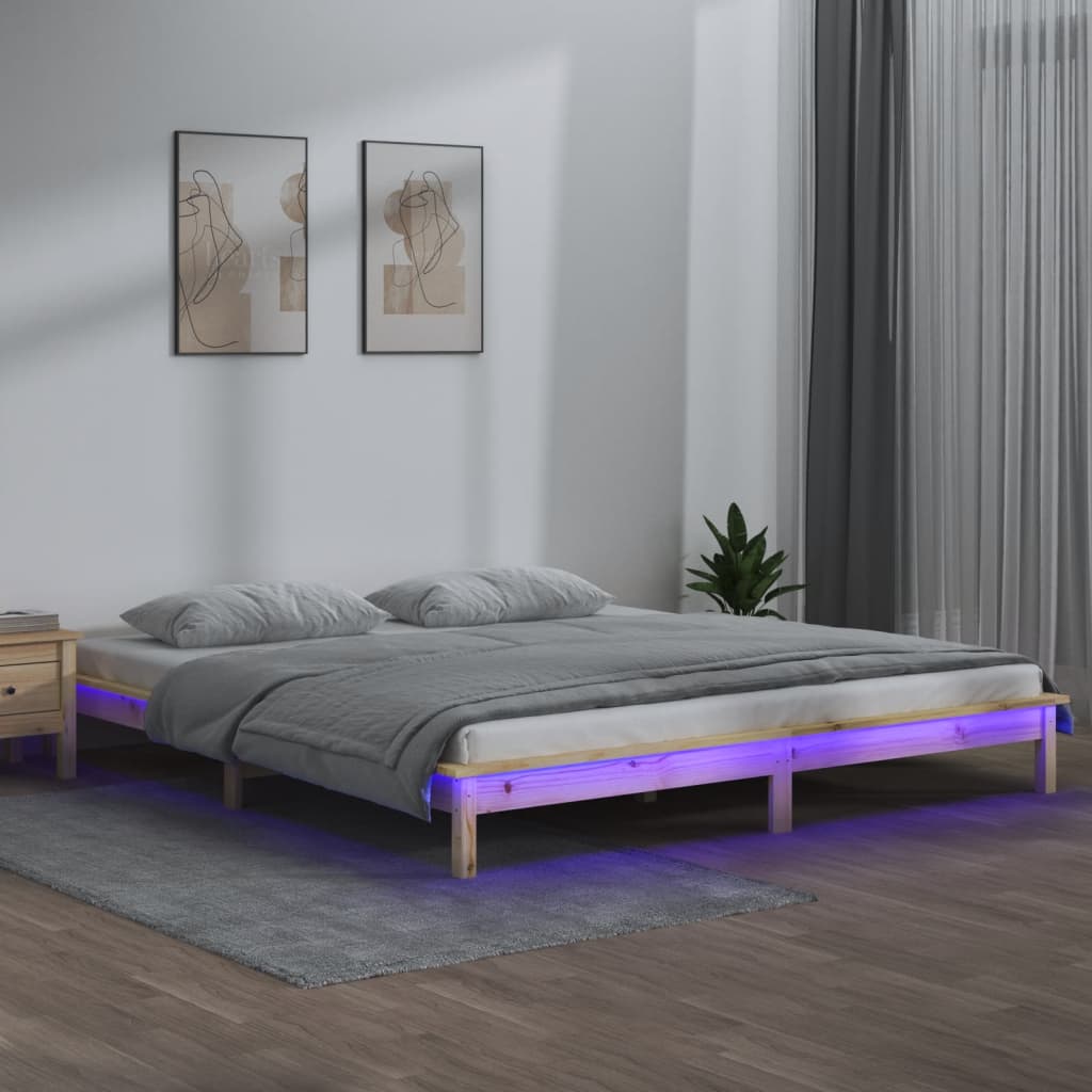 Rám Postele S Led Černý Small Single Masivní Dřevo