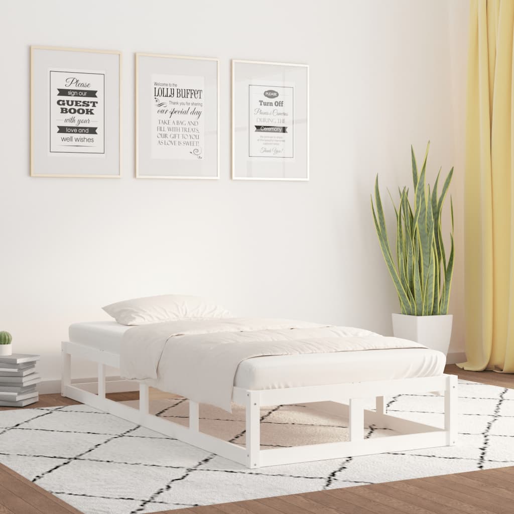 Rám Postele Bílý 100 X 200 Cm Masivní Dřevo