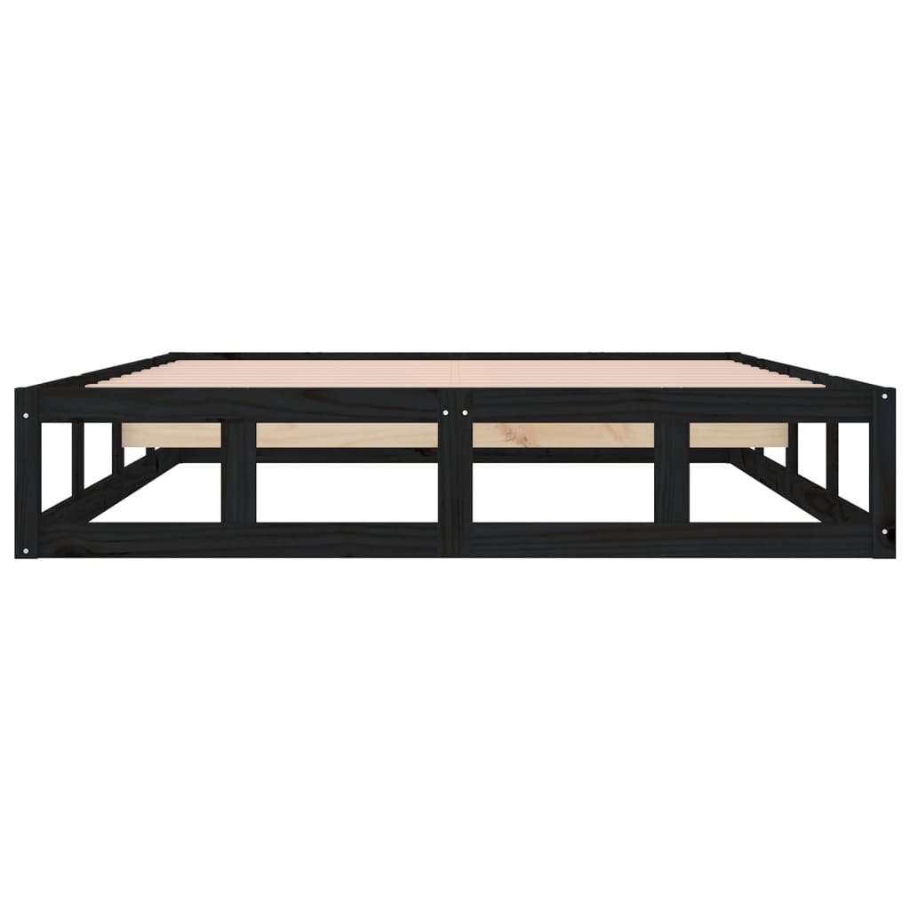Rám Postele Černý 120 X 200 Cm Masivní Dřevo