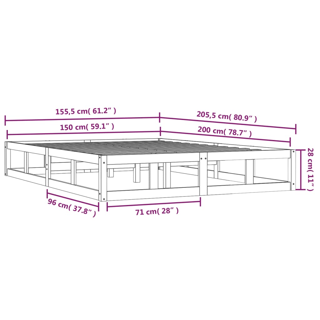 Rám Postele 150 X 200 Cm King Size Masivní Dřevo