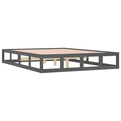 Rám Postele Šedý 150 X 200 Cm King Size Masivní Dřevo