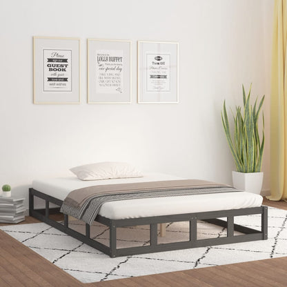 Rám Postele Šedý 150 X 200 Cm King Size Masivní Dřevo