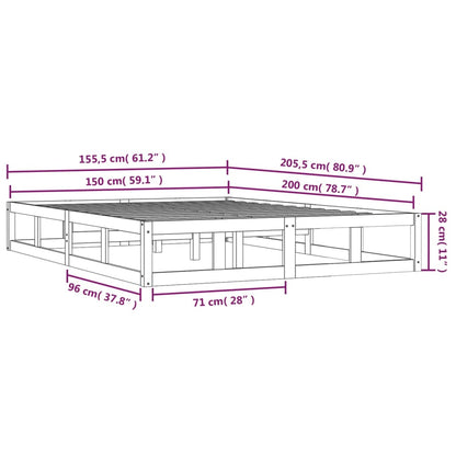 Rám Postele Medově Hnědý 150 X 200 Cm King Size Masivní Dřevo