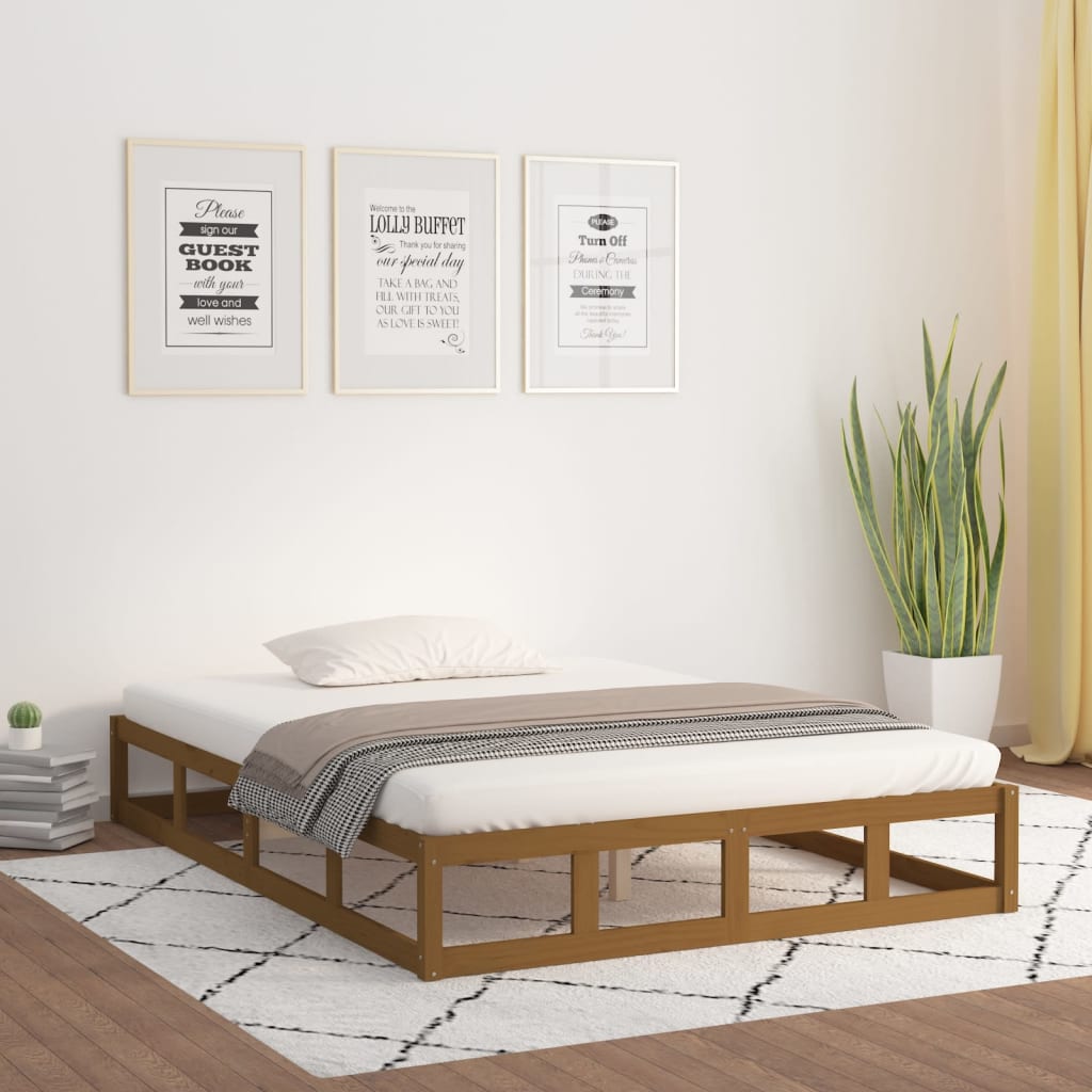 Rám Postele Medově Hnědý 150 X 200 Cm King Size Masivní Dřevo