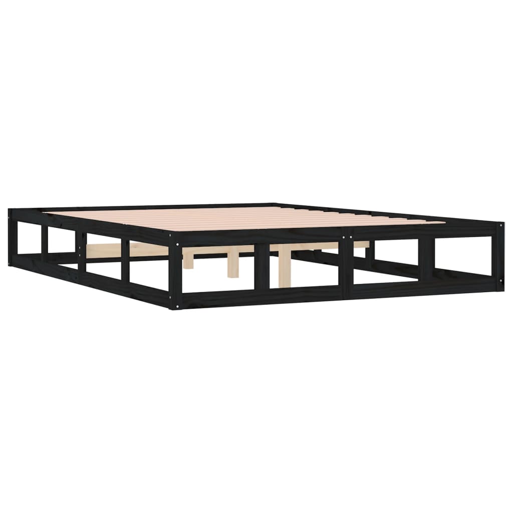 Rám Postele Černý 160 X 200 Cm Masivní Dřevo