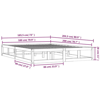 Rám Postele Bílý 180 X 200 Cm Super King Masivní Dřevo