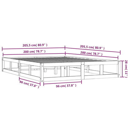 Rám Postele Bílý 200 X 200 Cm Masivní Dřevo