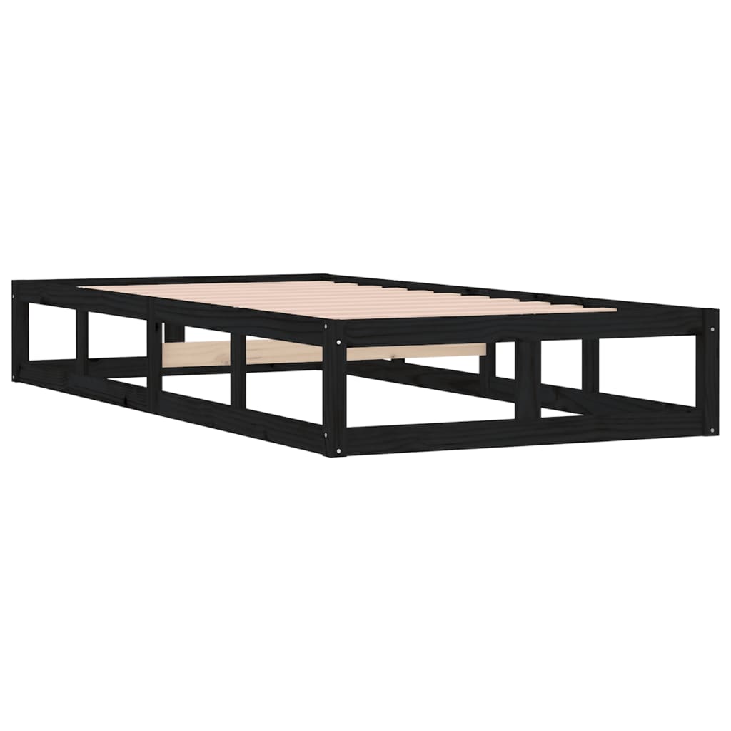 Rám Postele Černý 75 X 190 Cm Small Single Masivní Dřevo