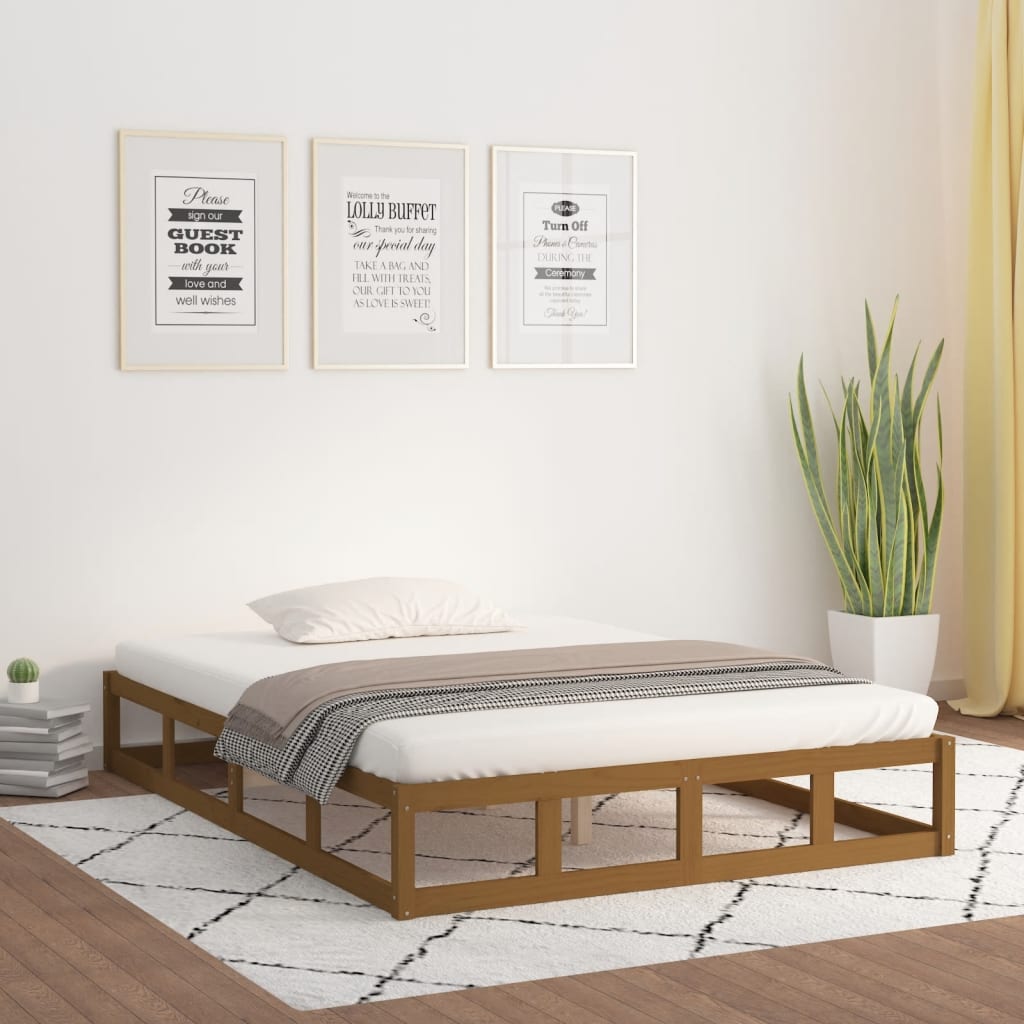 Rám Postele Medově Hnědý 120X190 Cm Small Double Masivní Dřevo